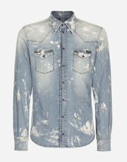 Dolce & Gabbana Bleach wash stretch denim shirt Azure G5LI8TFU4LG