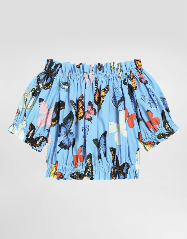 Dolce & Gabbana Cotton poplin top with butterfly print Print L56S24HS5SU