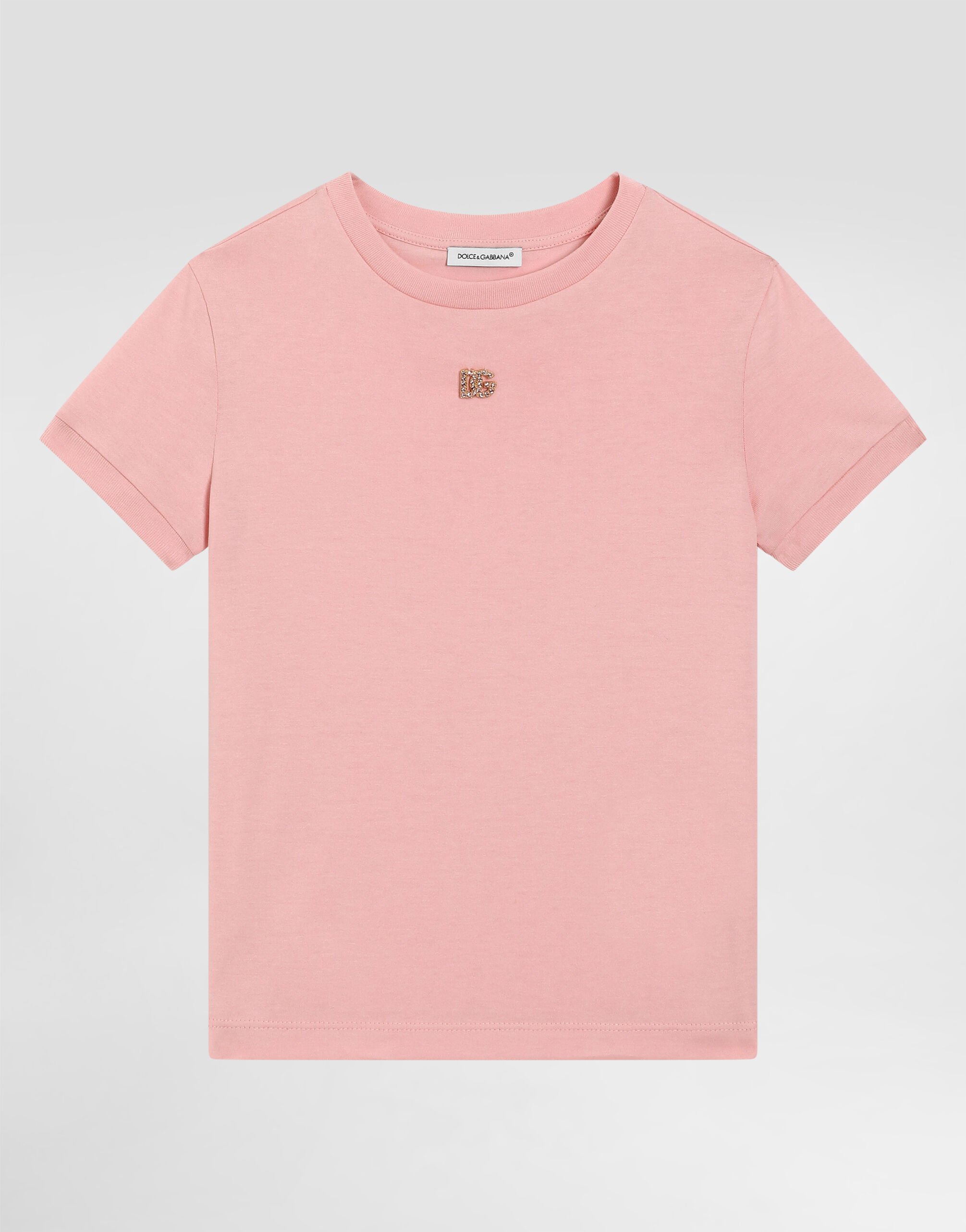 Jersey T shirt with DG logo in Pink for Girls Dolce Gabbana