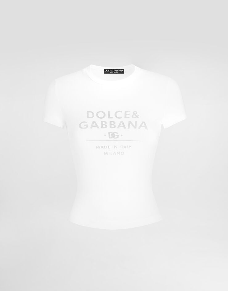 Dolce & Gabbana Jersey T-shirt with Dolce&Gabbana lettering Dolce & Gabbana Jersey T-shirt with Dolce&Gabbana lettering White F8U48TGDB6W