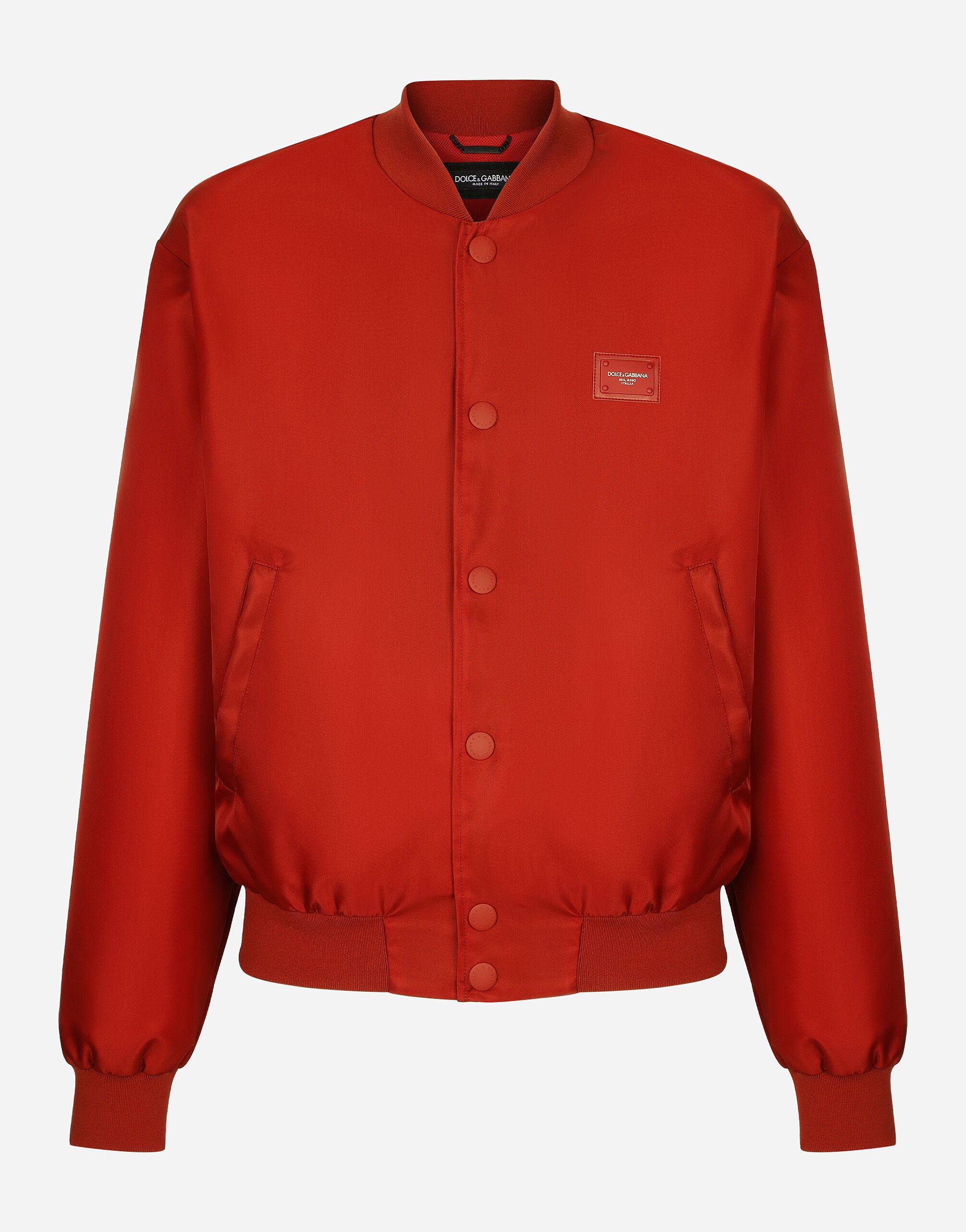Dolce&Gabbana Nylon jacket with branded plate Red G5IF1THI1KW