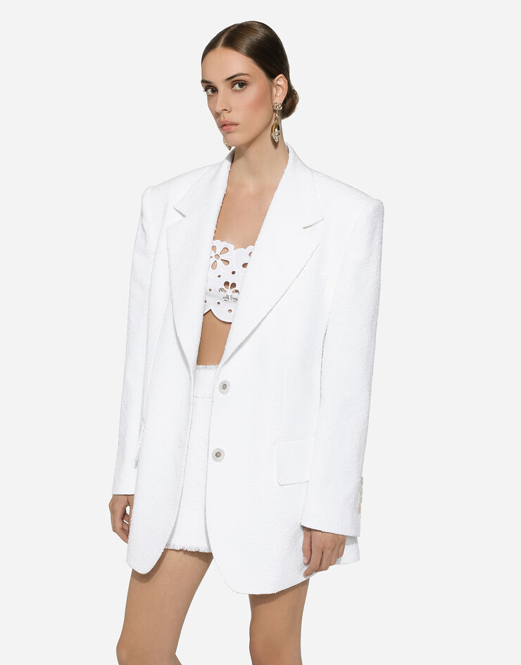 Dolce & Gabbana Minirock aus Raschel-Baumwolltweed Weiss F4CWITHUMT9