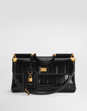 Dolce & Gabbana 핸드백 My Sicily 미디엄 뱀장어 가죽 소재 블랙 BB7782B8291
