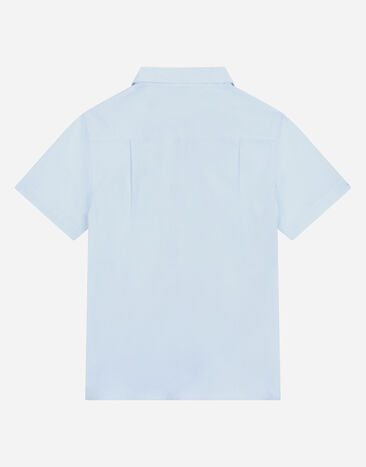 Dolce & Gabbana Camisa en Oxford con placa con logotipo Gris L44S07G7M4B