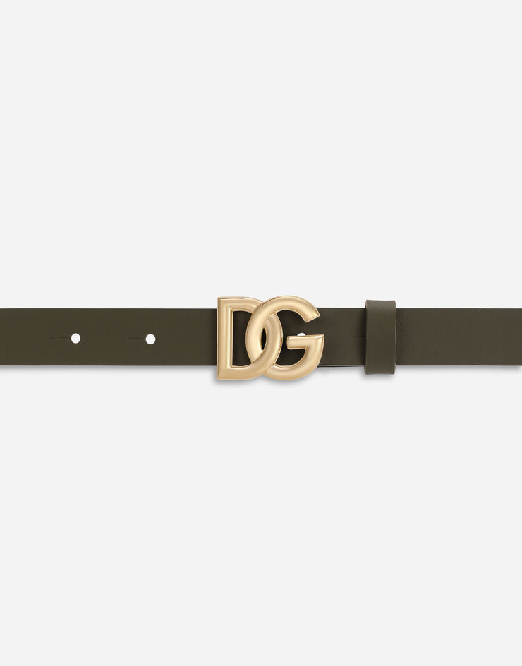 Dolce & Gabbana Calfskin belt with DG logo Green EC0076AC985