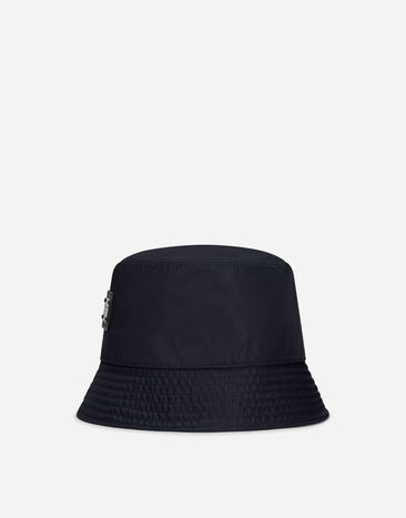 Dolce & Gabbana Nylon bucket hat with branded plate Black VG6184VN187