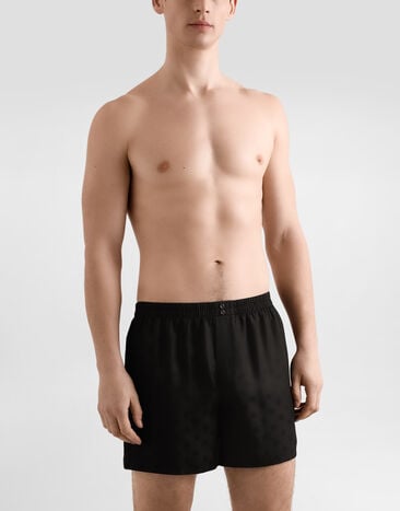Dolce & Gabbana DG logo silk jacquard boxer Black M3A12TFJ1JY