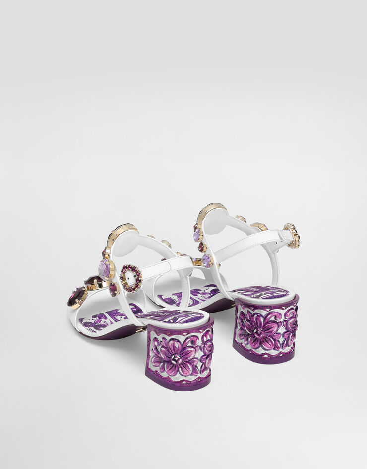 Dolce & Gabbana Patent leather sandal with jewel embroidery Multicolor CR1733AT848