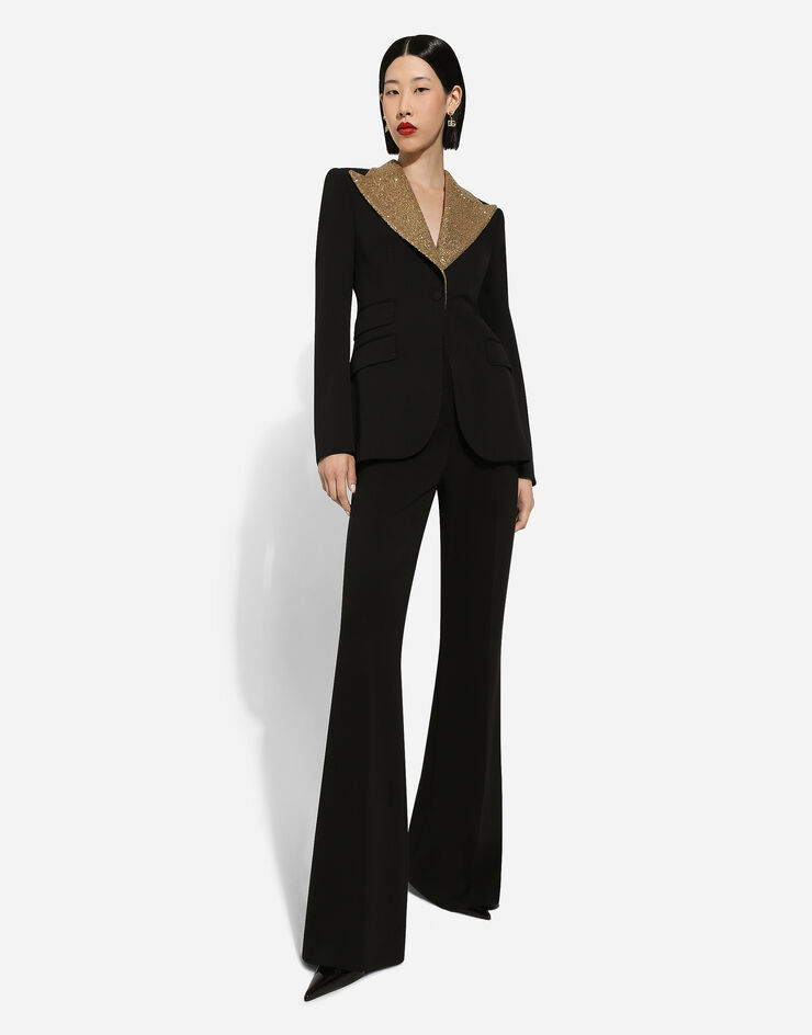 Dolce & Gabbana Single-breasted wool Turlington jacket with sequined lapels Black F29DOTFUBGB