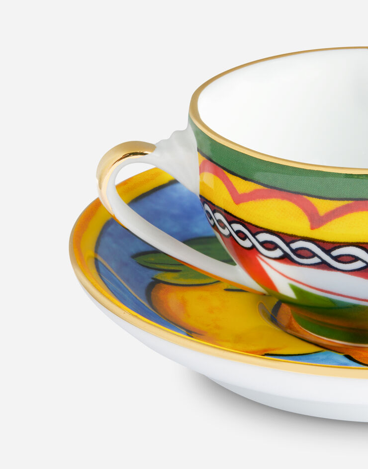 Dolce & Gabbana Tazza Caffè con Piattino in Porcellana Multicolore TC0100TCA16