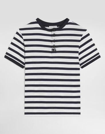 Dolce & Gabbana Haut serafino en jersey à rayures Multicolor L4JTKRFBGAW