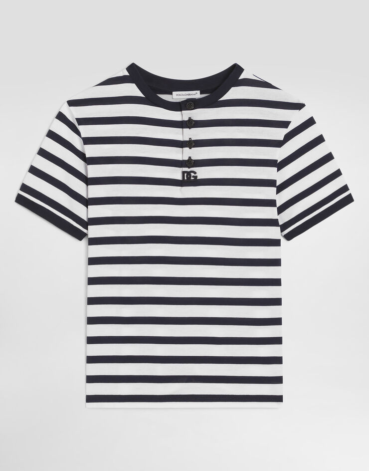 Dolce & Gabbana Haut serafino en jersey à rayures Multicolor L4JTKRFBGAW