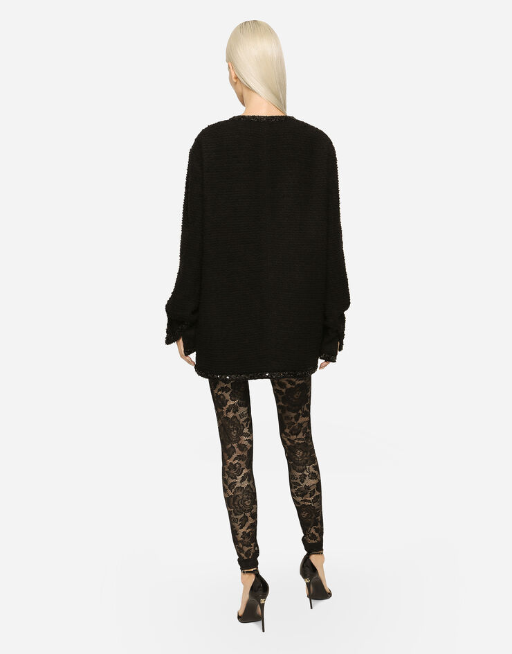 Dolce&Gabbana Leggings im floralen Ajourmuster Schwarz FTB5TTFLUBF