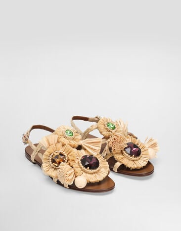 Dolce & Gabbana Braided rafia flip-flops Multicolor CQ0644AM461