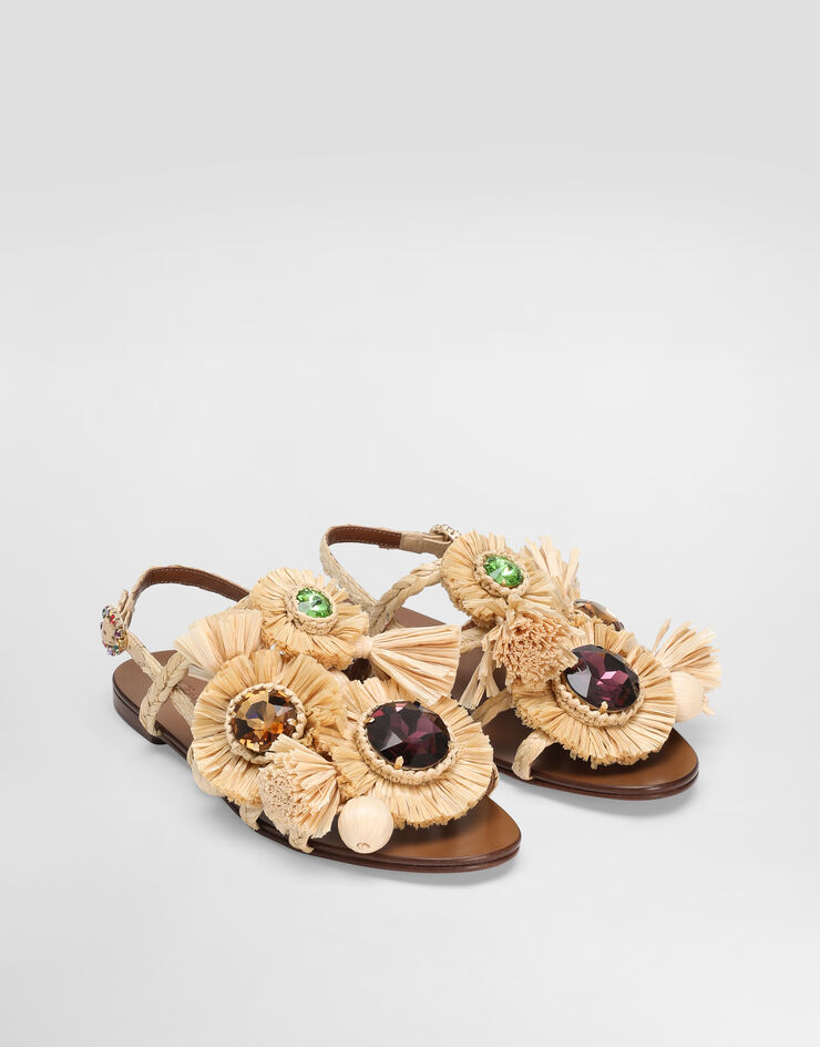 Dolce & Gabbana Braided rafia flip-flops Multicolor CQ0644AM461