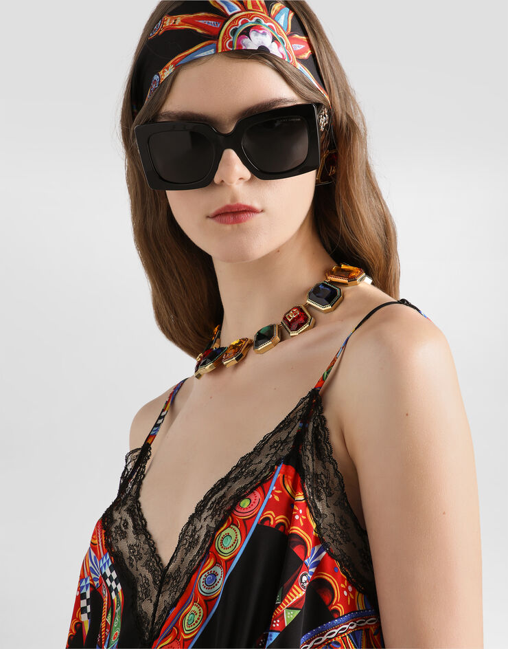 Dolce & Gabbana Carretto-print charmeuse slip dress Multicolor F616ITFSA9U