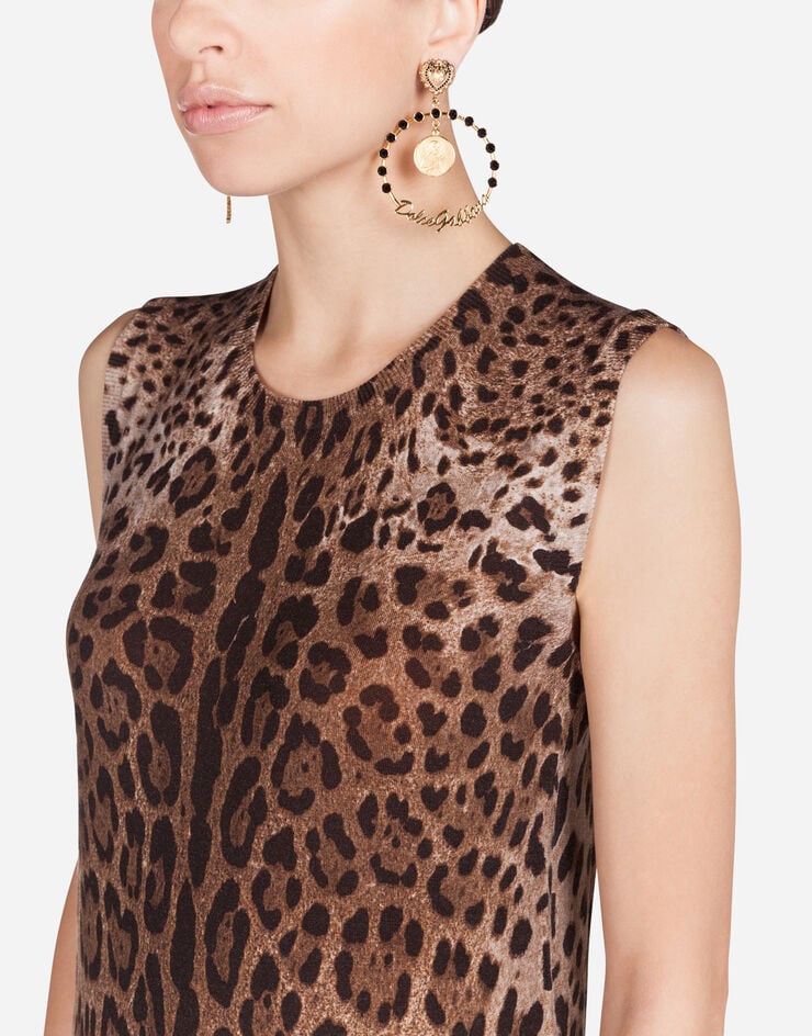 Dolce & Gabbana Sleeveless wool sweater with leopard print Multicolor FX452TJAHHD