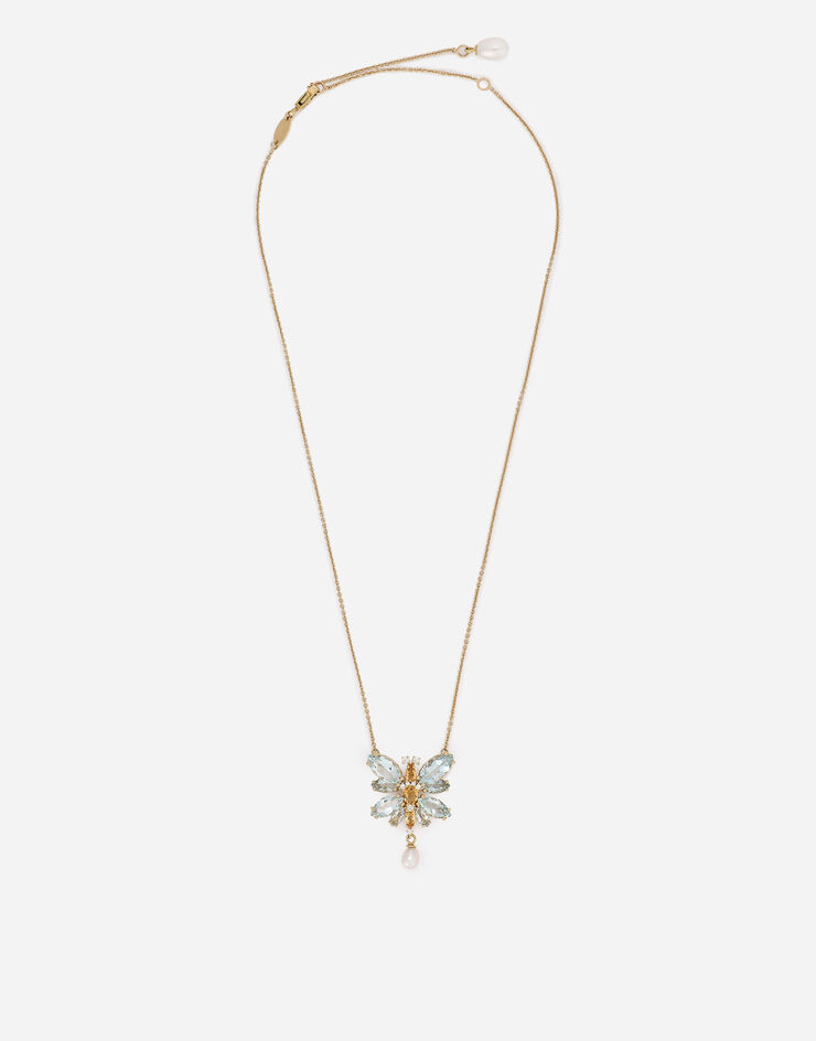 Dolce & Gabbana Spring necklace in yellow 18kt gold with aquamarine butterfly Gold WAJI1GWAQ01