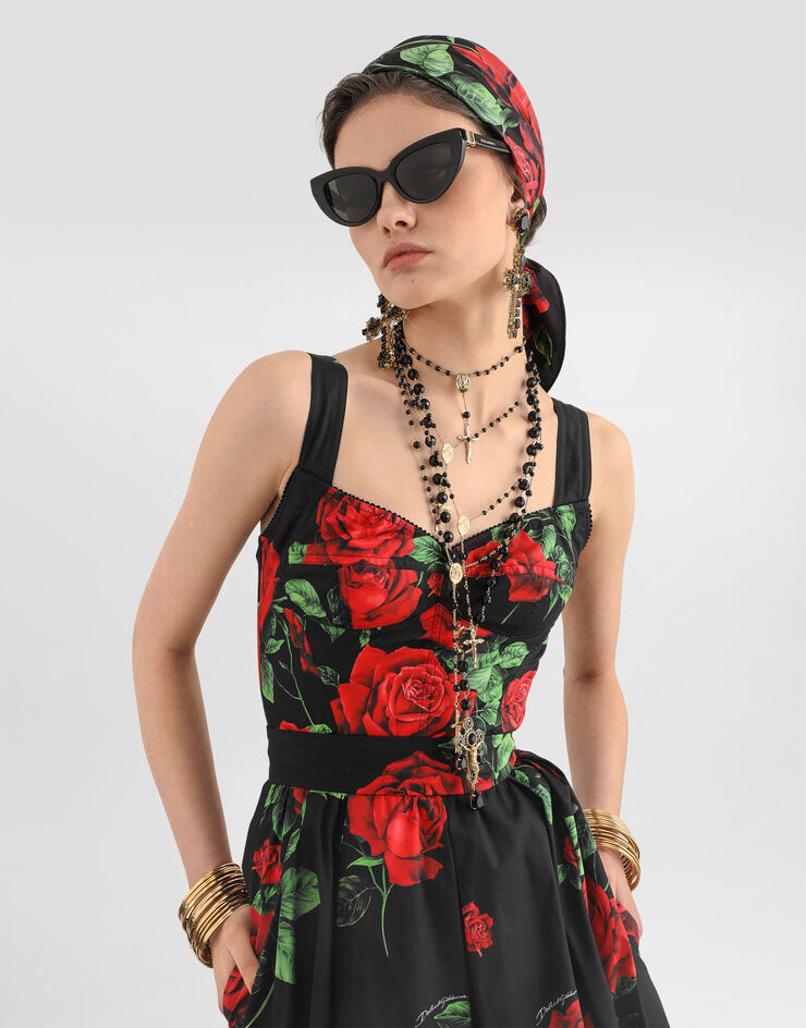Dolce & Gabbana Top en popelina con estampado de rosas Dolce & Gabbana Top en popelina con estampado de rosas Multicolor F7W98THS5VL