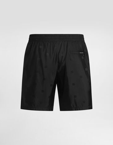 Dolce & Gabbana Boxer de bain medium en jacquard à logo Black M4A13TFJSDD
