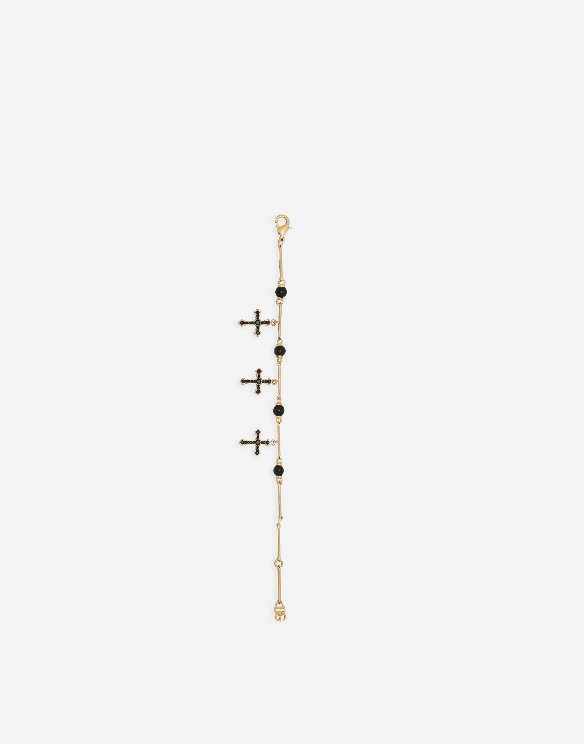 Cross bracelet with “DNA” rhinestones in Gold for Men
