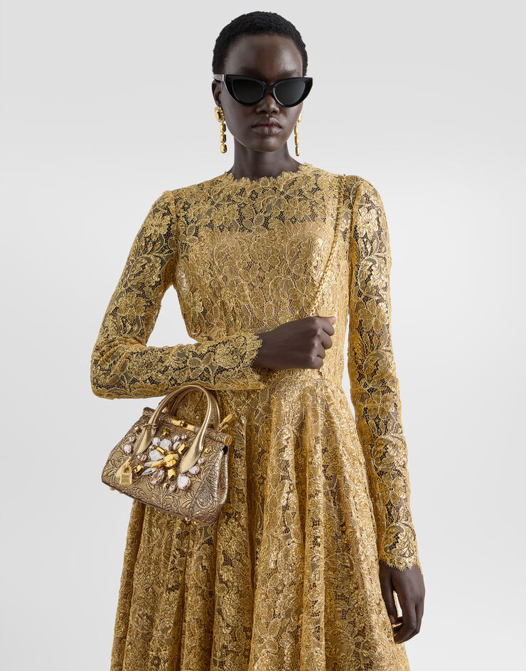 Dolce & Gabbana Day mini Marlene handbag in brocade with embroidery Gold BB7744A0849