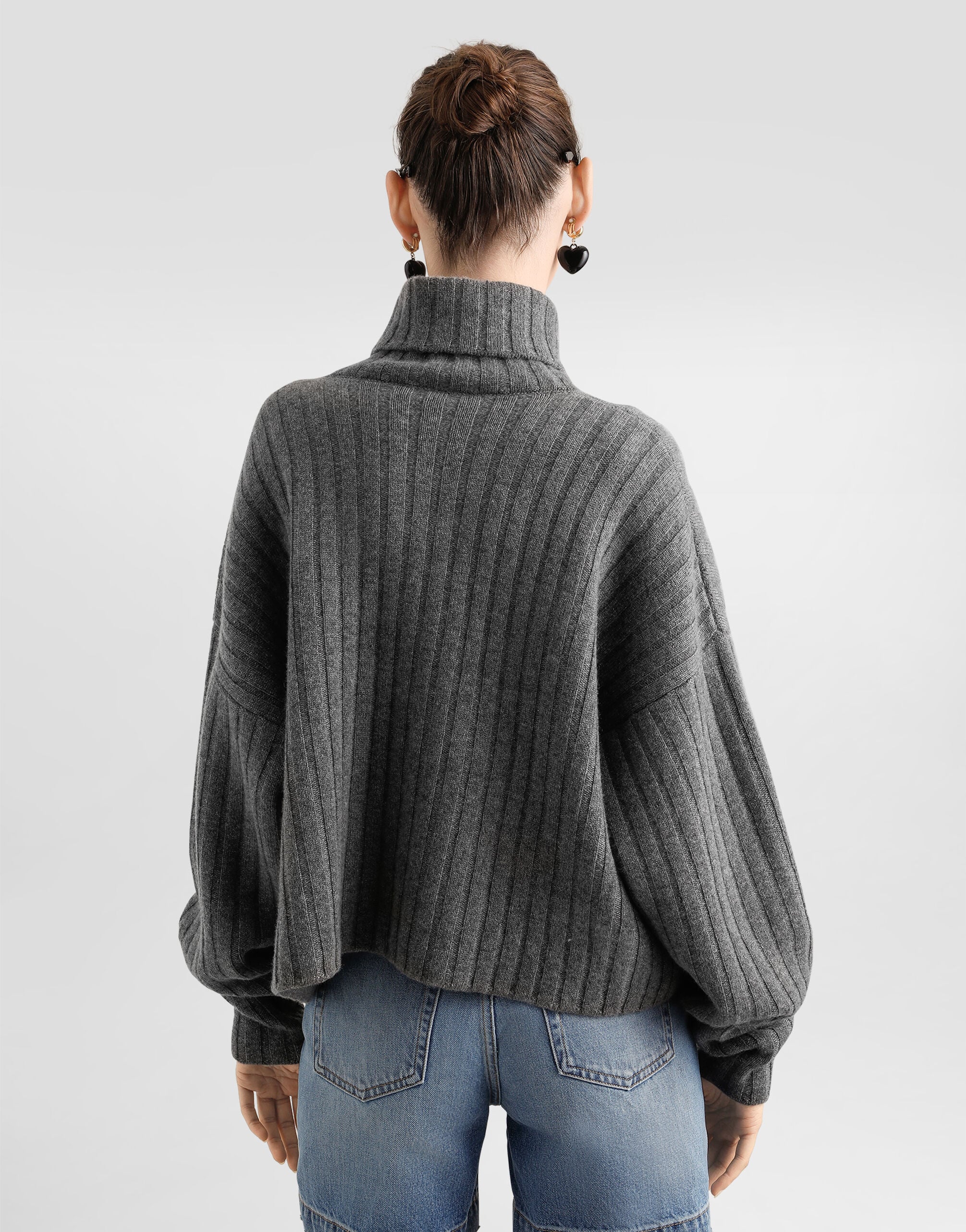 Cashmere turtleneck pullover in Grey for Women | Dolce&Gabbana® US