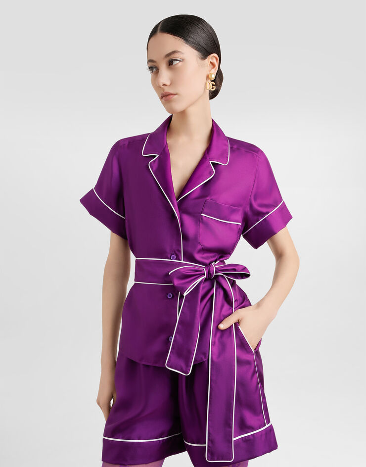 Dolce & Gabbana Silk twill vanity shirt Purple F5G67TFU10S
