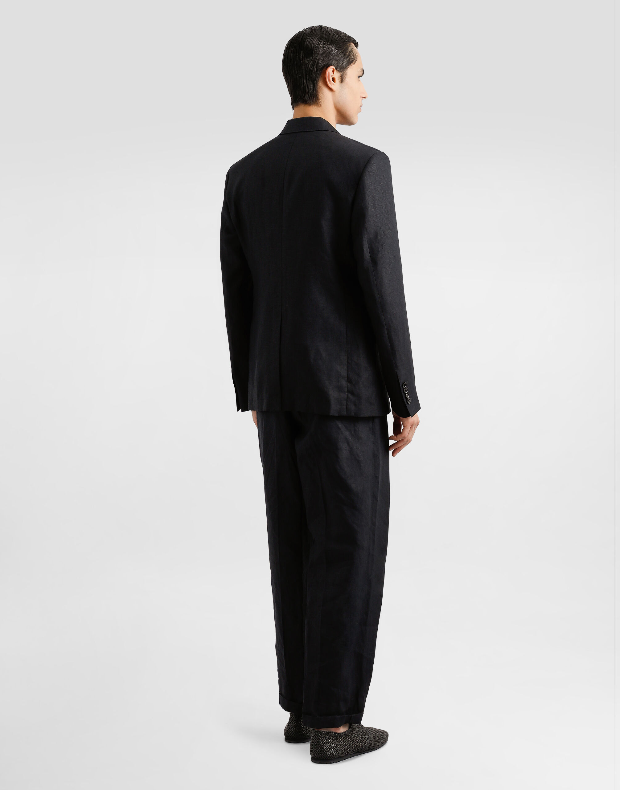 Blackのメンズ リネン ダブルブレスト ジャケット | Dolce&Gabbana®