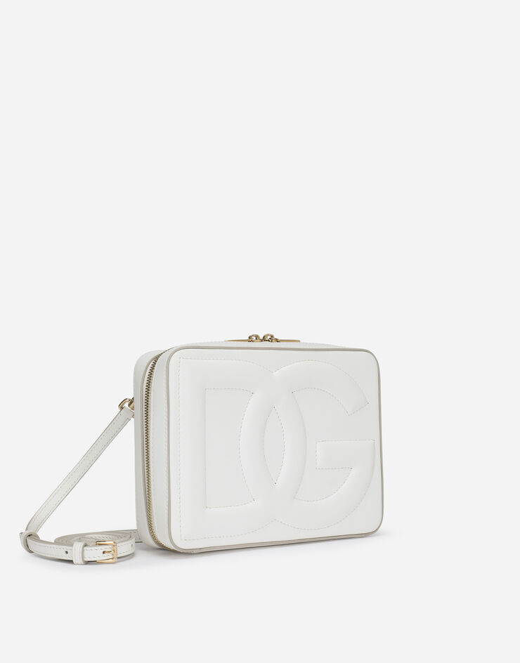 Dolce & Gabbana Bolso bandolera mediano en piel de becerro DG Logo Blanco BB7290AW576