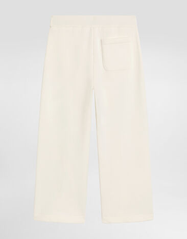Dolce & Gabbana Fleece trousers with DG embroidery and rhinestones White L5JPE3G7PVI