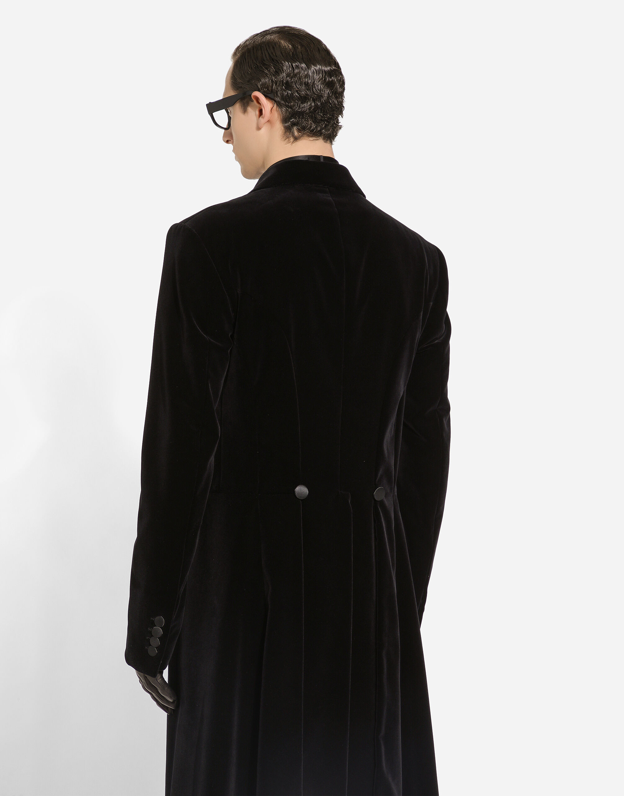 Velvet coat with satin details in Black for Men | Dolce&Gabbana® US