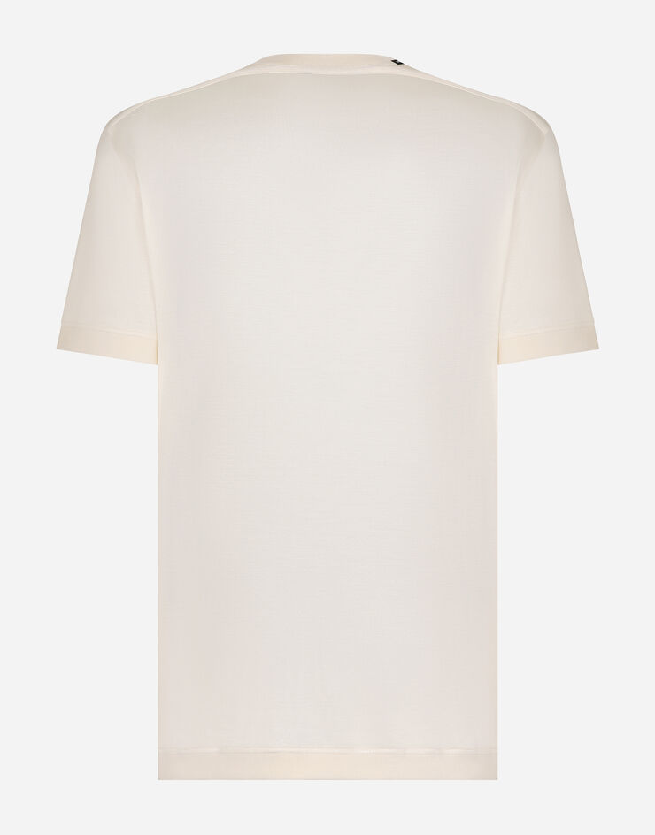 Dolce & Gabbana تيشيرت حرير بأكمام قصيرة أبيض G8RG0TFU75F