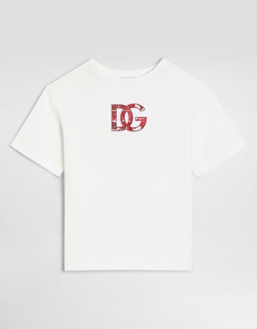 Dolce & Gabbana Футболка из джерси с рельефным логотипом White L4JTHVG7P4Z