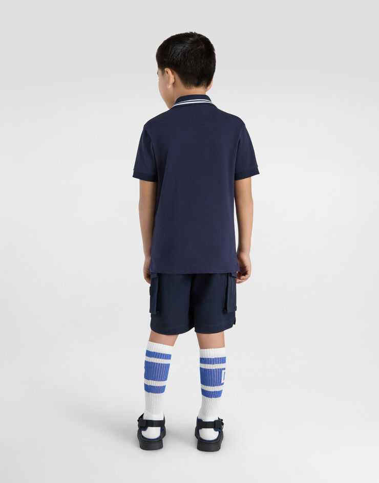 Dolce & Gabbana Polo in piquet con logo DG Blu L4JTIIG7O0B