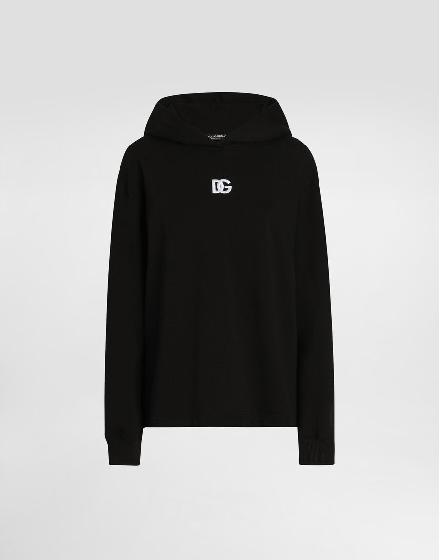 Jersey hoodie with DG embroidery