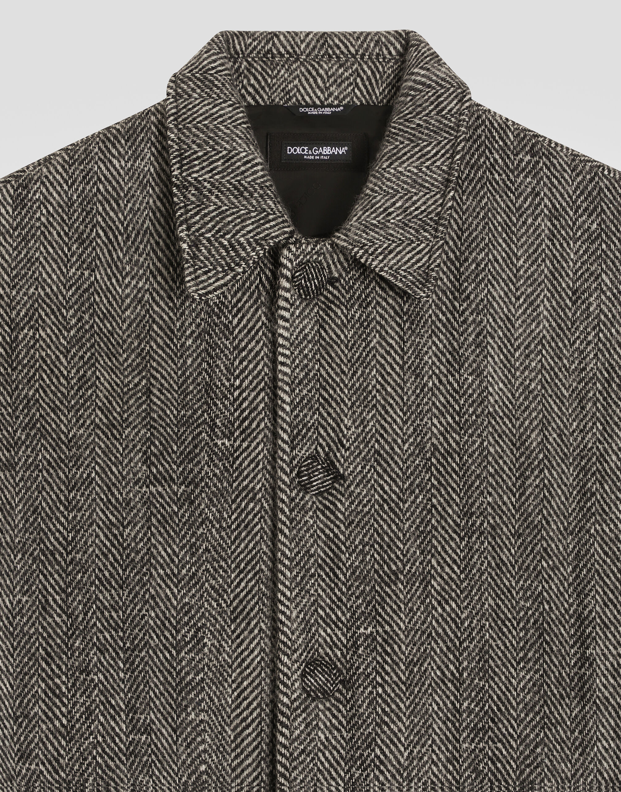 Single-breasted wool blend chevron coat - thumbnail 3