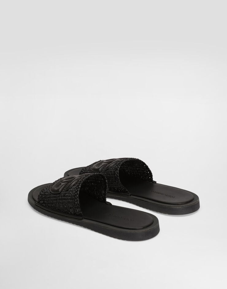 Dolce & Gabbana Raffia crochet slipper Black A80519A9Q98