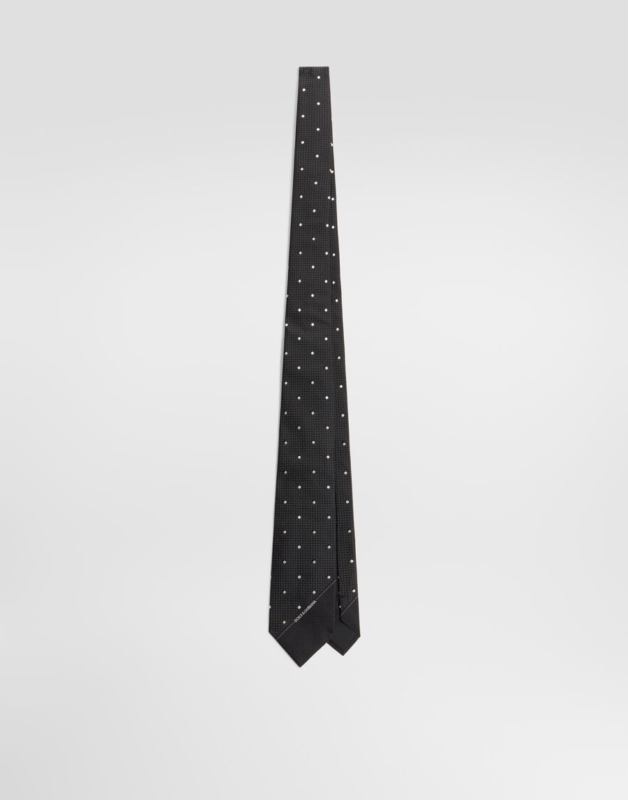 Polka dot jacquard tie