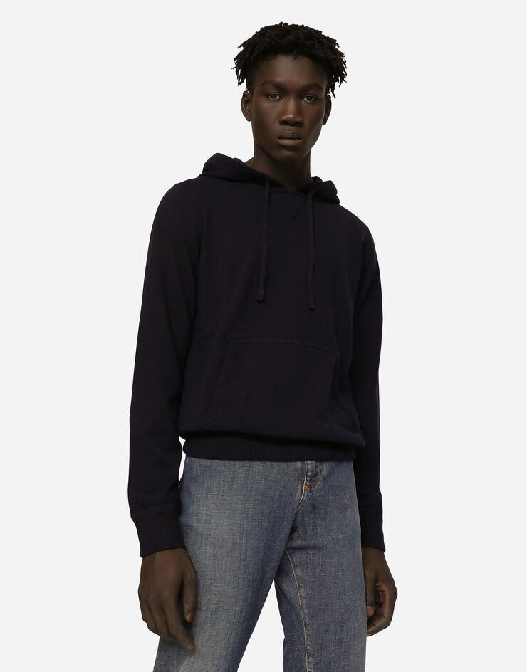Dolce & Gabbana Pull en cachemire à capuche Bleu GI116KF44EG