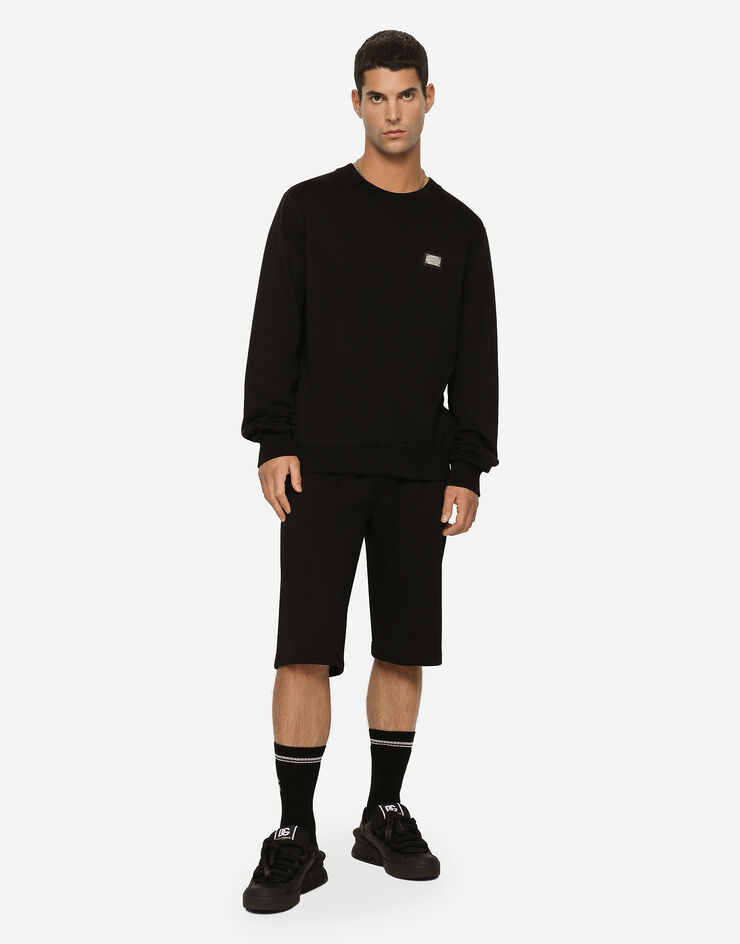 Dolce & Gabbana Jersey jogging shorts with logo tag Black GVB7HTG7F2G