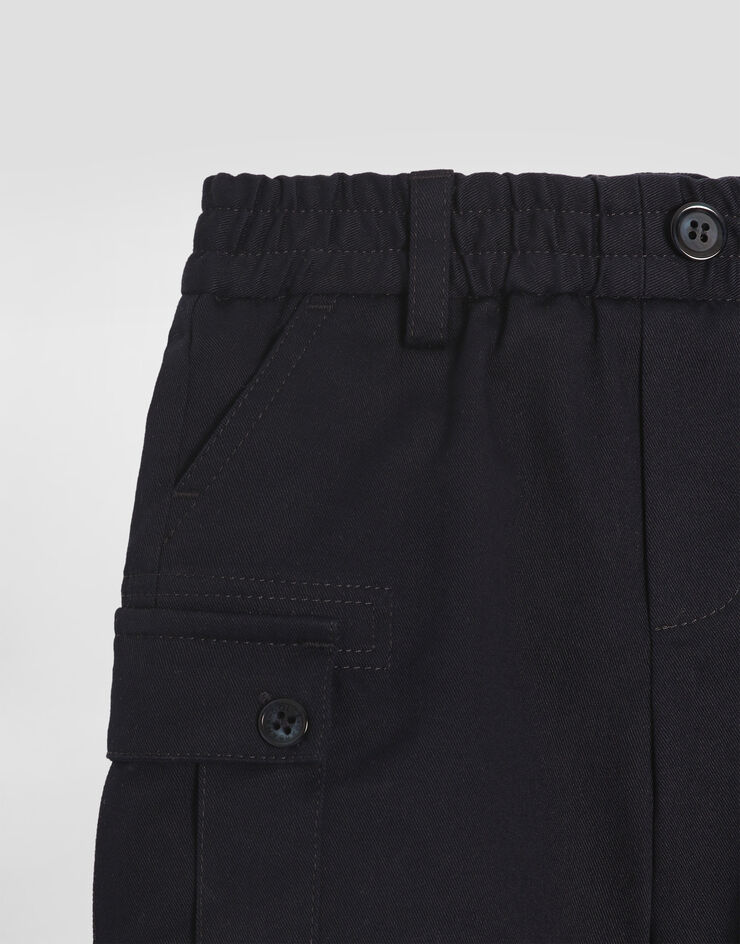 Dolce & Gabbana Gabardine shorts with branded tag Blue L13Q73FUFL3
