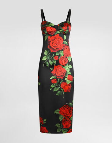 Dolce & Gabbana Rose-print satin dress Dolce & Gabbana Rose-print satin dress Multicolor F622KTFSA9S