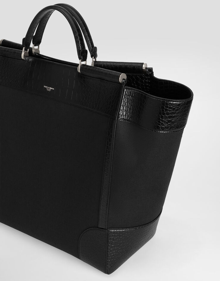 Dolce & Gabbana Calfskin and Panama fabric bag Black BM2478A9C21