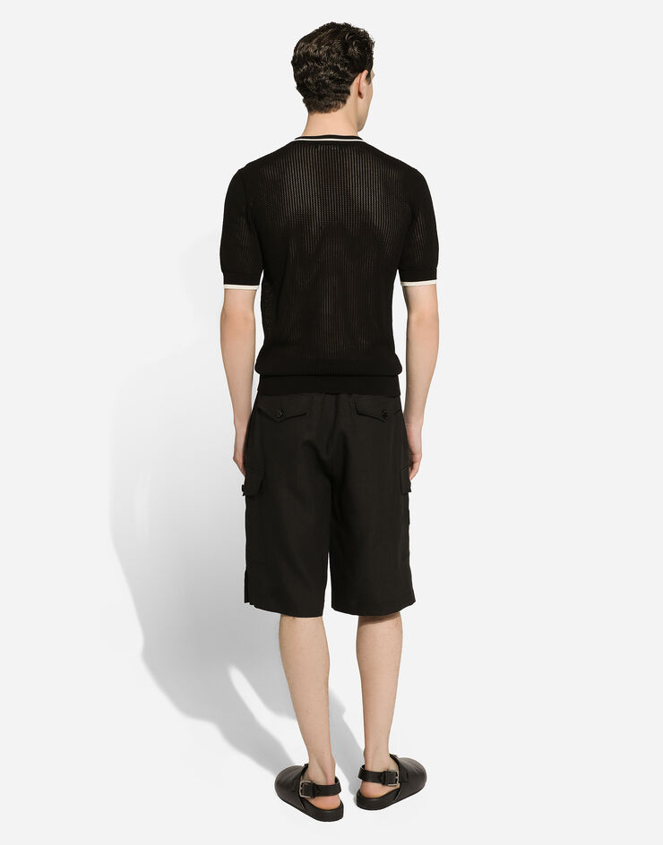 Dolce & Gabbana Cargo-Bermudas aus Leinen Schwarz GV5TATGI437