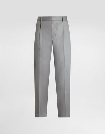 Dolce & Gabbana Pantalón en gabardina de algodón Gris GP0K7ZFUFNV