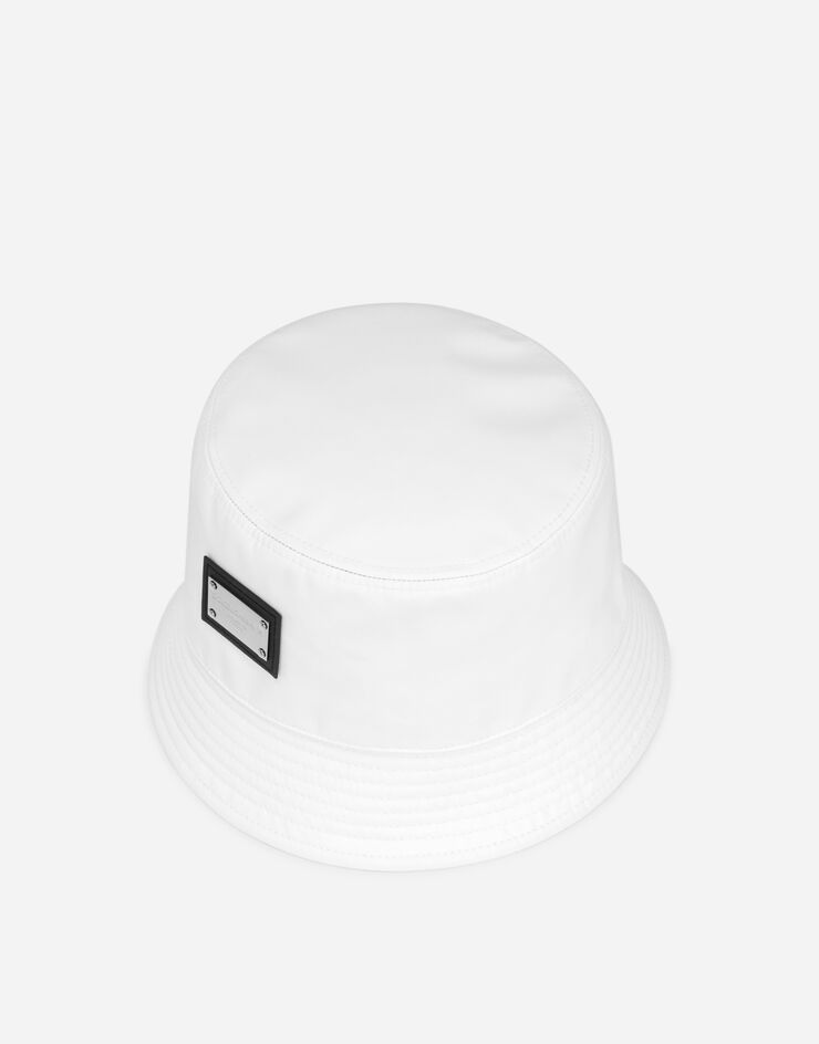 Dolce & Gabbana Nylon bucket hat with branded plate White GH701AGF853