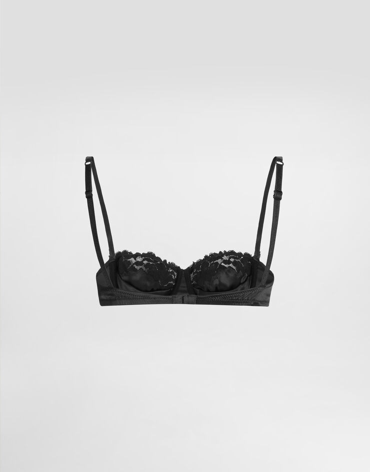 Dolce & Gabbana Balconette-BH aus Satin und Spitze Schwarz O1E15TON07M
