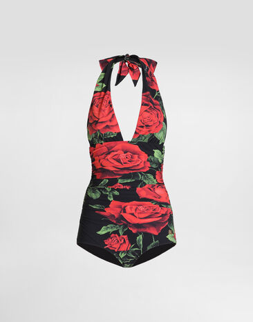 Dolce & Gabbana Rose-print one-piece swimsuit Multicolor O9A06JON0FR