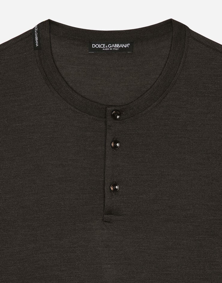 Dolce & Gabbana Short-sleeved silk T-shirt Beige G8QK3TFU75F